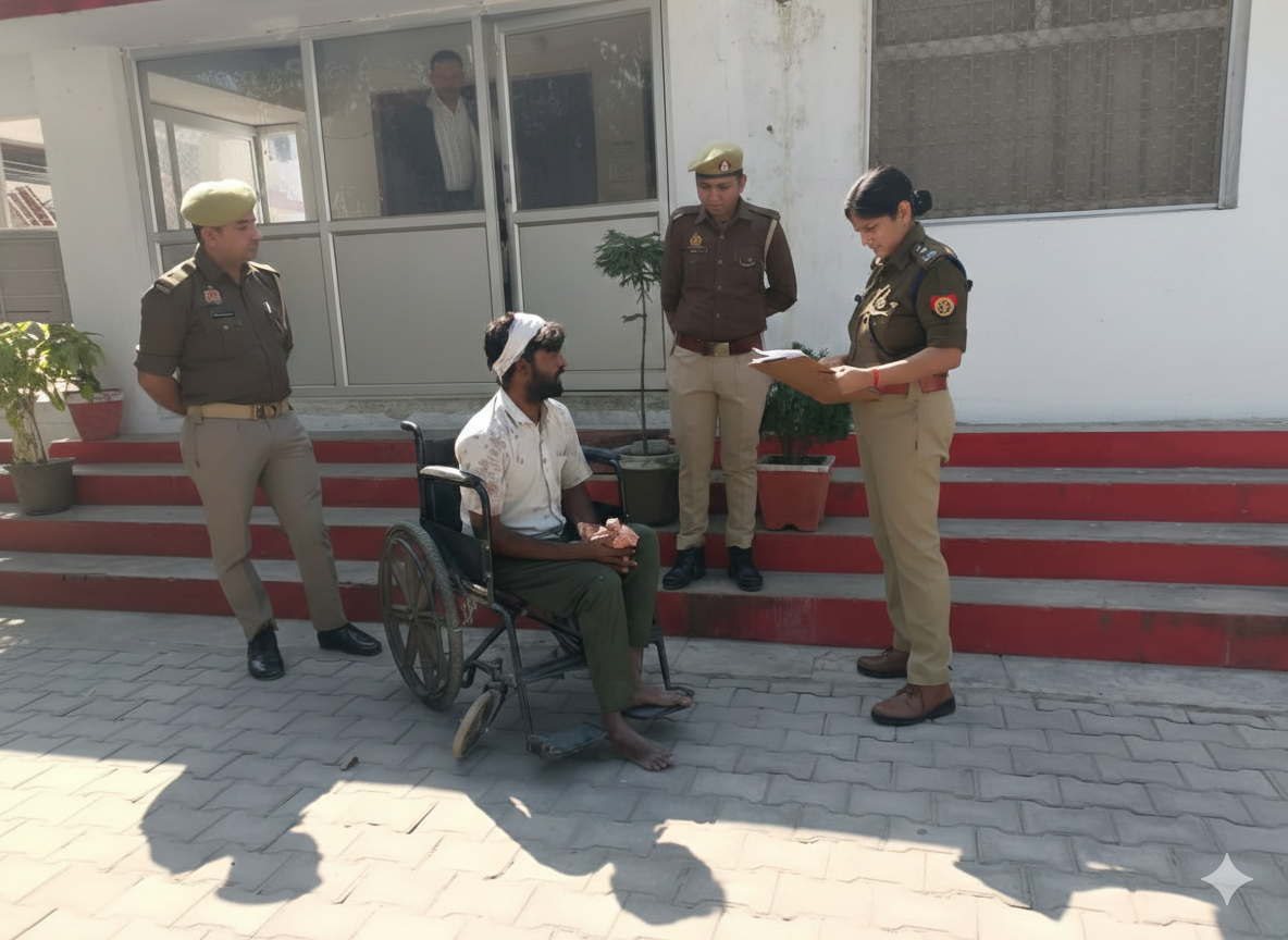 Farrukhabad news मानवता की मिसाल: दिव्यांग की फरियाद सुनने खुद दफ्तर से बाहर आईं पुलिस अधीक्षक 1771329272997