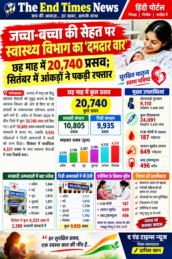 Farrukhabad news मातृ-शिशु स्वास्थ्य सेवाओं में फर्रुखाबाद ने भरी उड़ान, छह माह में 20,740 प्रसव से स्वास्थ्य विभाग का बढ़ा ग्राफ Picsart 26 10 05 11 25 42 468