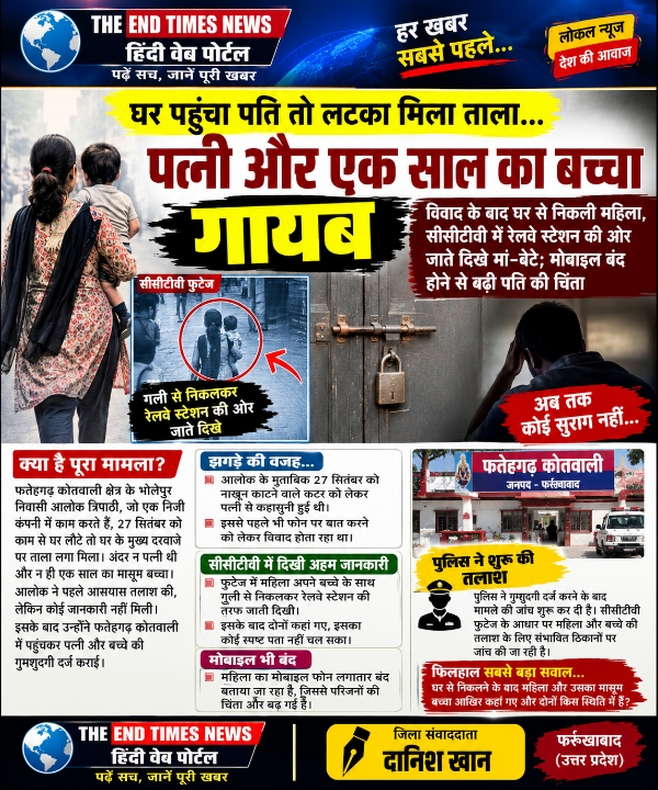 Farrukhabad news घर पहुंचा पति तो लटका मिला ताला, पत्नी और एक साल का बच्चा गायब Picsart 26 10 05 11 47 57 182